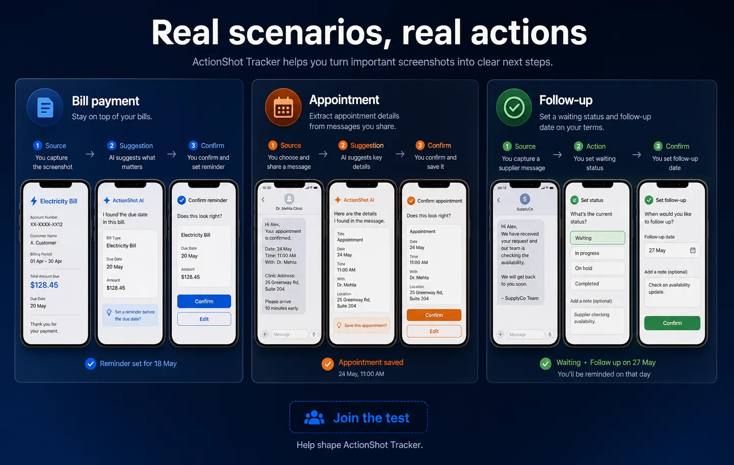 ActionShot Tracker scenarios