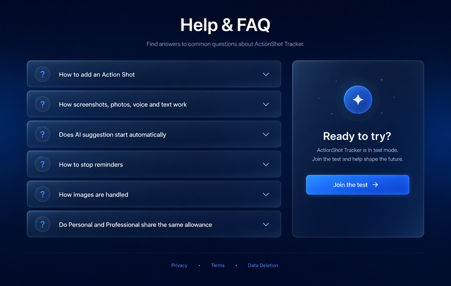 ActionShot Tracker support